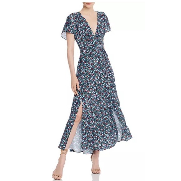 French Connection Maxi Dress‎ 0 Eden Frances Faux Wrap Ditsy Print Balletcore - Picture 1 of 14